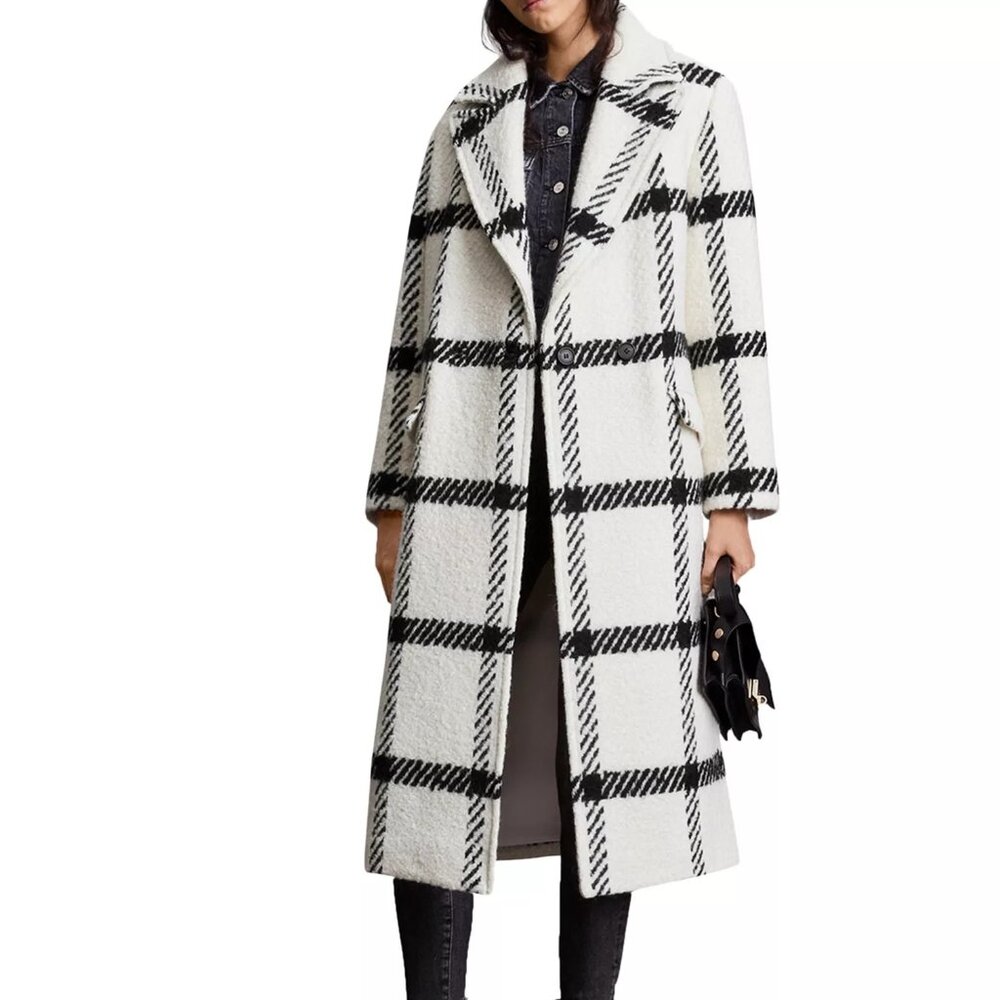 Allsaints Mabel Check Wool Coat